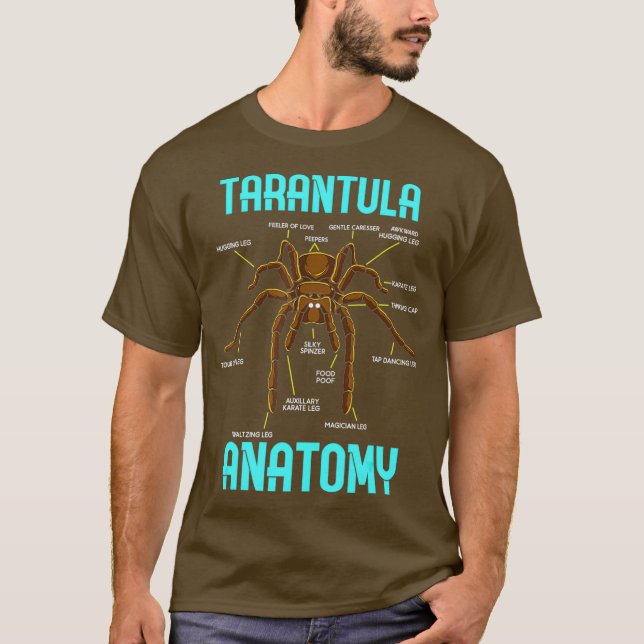 Tarantula Spider Anatomie - Funny Spider Diagramm T-Shirt (Vorderseite)