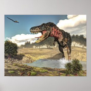 Tarbosaurus dinosaur - 3D rendern Poster