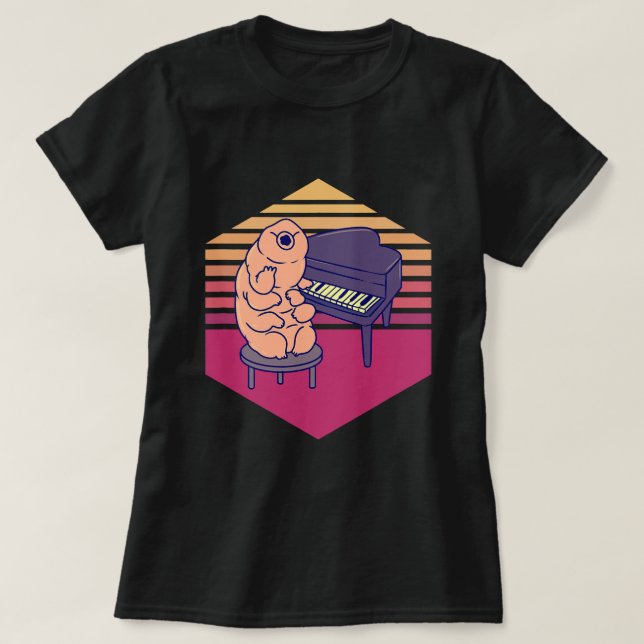 Tardigrade Playing Piano Vintag T-Shirt (Design vorne)