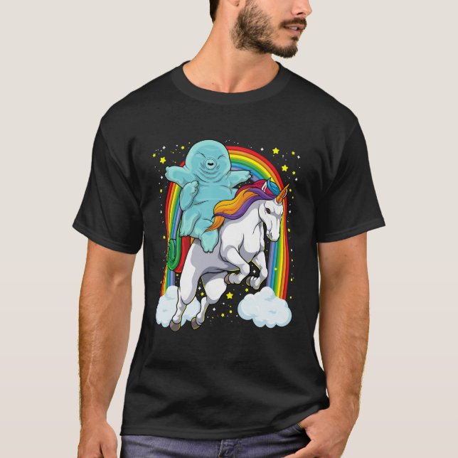 Tardigrade Riding Unicorn Funny Magical Tardigrade T-Shirt (Vorderseite)