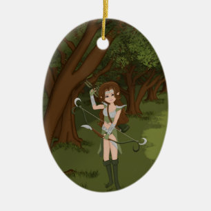 Taren the Archer Warrior Elf Girl Keramik Ornament