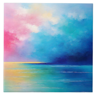 "Tarfarran" Pink und Blue Landschaft Seascape Fliese