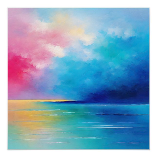 "Tarfarran" Pink und Blue Landschaft Seascape Poster (Vorderseite)