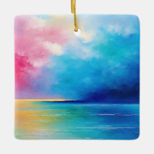 „Tarfarran“ Rosa und Blau Landschaft Küstenlandsc Keramikornament