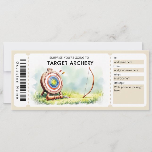 Target Archery Gift Ticket  Einladung (Vorderseite)
