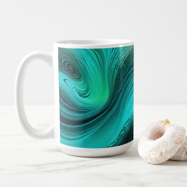"Tarifa" Blue Wirbel Waves Kaffeetasse (Mit Donut)