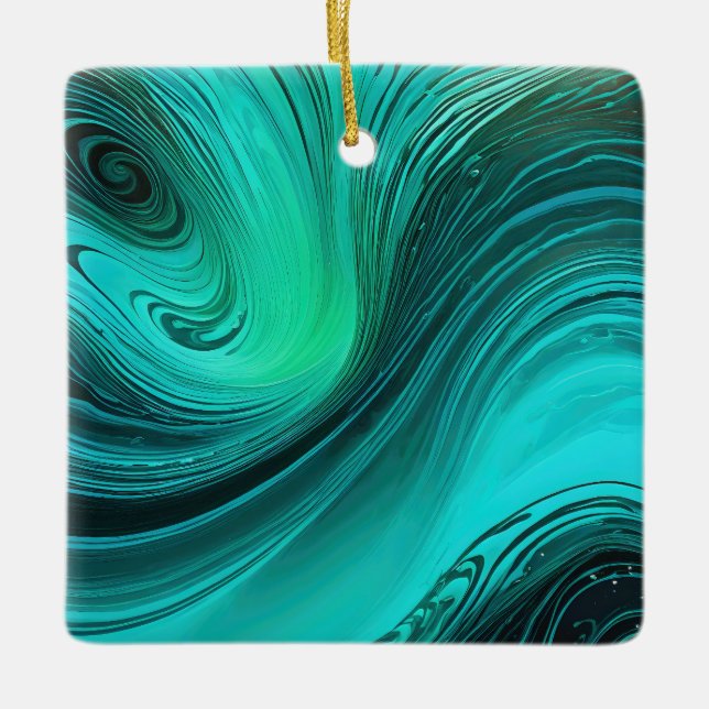 "Tarifa" Blue Wirbel Waves Keramikornament (Vorderseite)