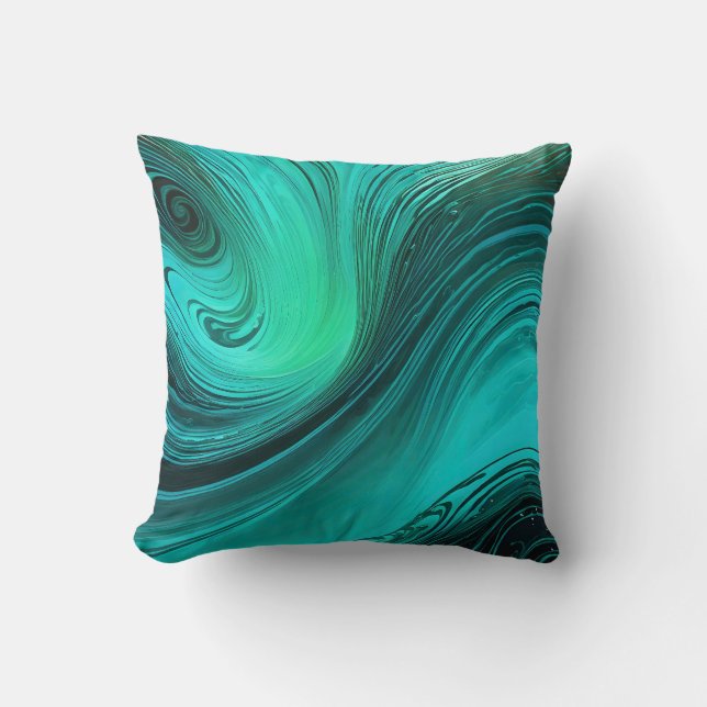 "Tarifa" Blue Wirbel Waves Kissen (Vorderseite)