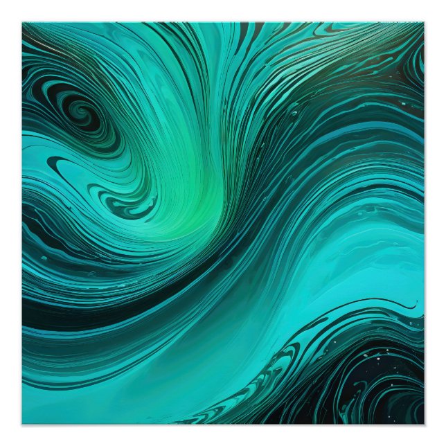 "Tarifa" Blue Wirbel Waves Poster (Vorderseite)