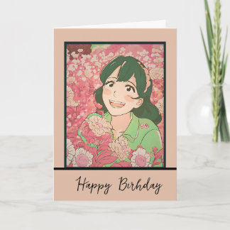 Tarjeta anime girl happy birthday karte