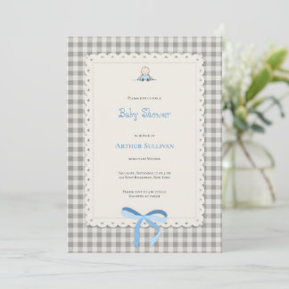 Tarjeta Baby Shower gingham Einladung
