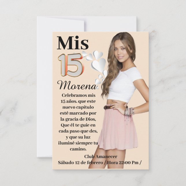 Tarjeta de invitación de 15 años einladung (Vorderseite)