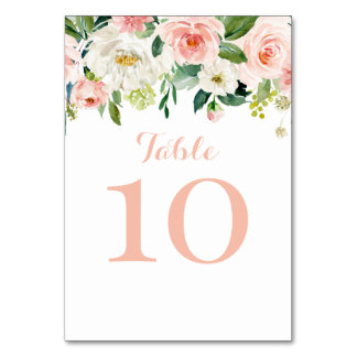 Tarjeta De Mesa Floral watercolor pink table numbe Tischnummer