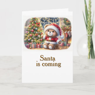 Tarjeta de Navidad con imagen de osito y árbol  Karte