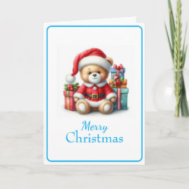 Tarjeta de Navidad con imagen de osito y regalos Karte