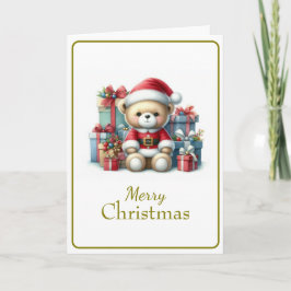 Tarjeta de Navidad con imagen de osito y regalos Karte