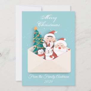 Tarjeta de navidad con sobre y detalles navideños feiertagskarte