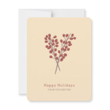 Tarjeta de Navidad ilustración bayas rojas vintage