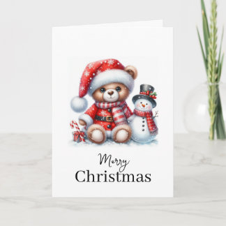 Tarjeta de Navidad: Teddy Bear y Snowman Karte