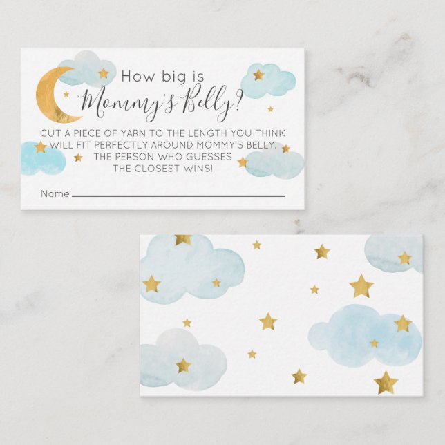 Tarjeta De Recepción Moon & Stars blau Wie groß is Begleitkarte (Vorne/Hinten)