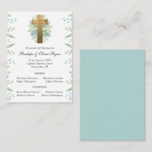 Tarjeta de Recuerdo de Bautizo con Cruz en Oro Mitteilungskarte