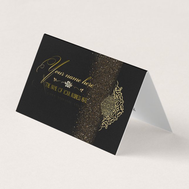 Tarjeta de visita plegada personalizada negra visitenkarten (Vorderseite)