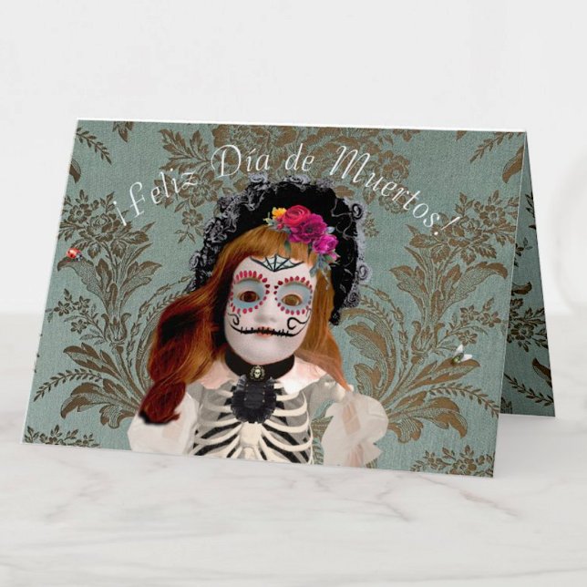 Tarjeta Elegante Día de Muertos Greeting (español) Karte (The inside card text is available in English or Spanish, and may be changed to say whatever you wish)