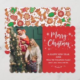 Tarjeta Festiva Family Christmas Cookie photo Card Feiertagskarte