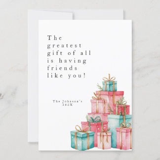 Tarjeta Festiva Minimal Pastel Regalos con Foto Feiertagskarte