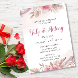 Tarjeta Invitación color champagne, rosado boda Einladung