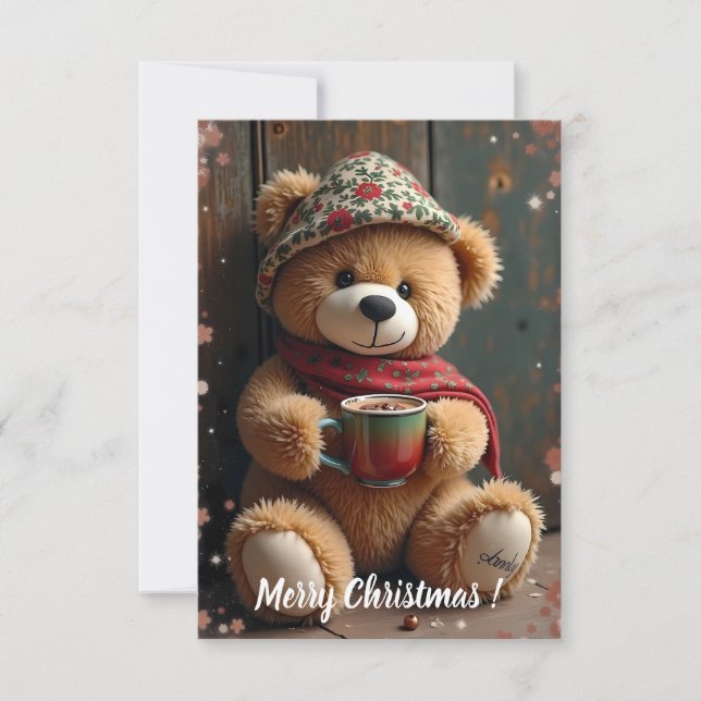 Tarjeta Navideña Teddy #2 Dankeskarte (Vorderseite)