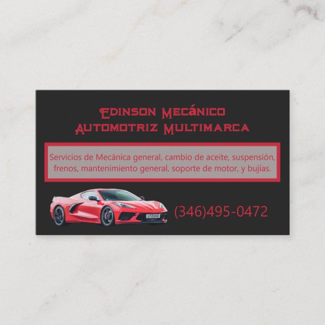 Tarjeta Negocios Mecánico Business Card Visitenkarte (Vorderseite)