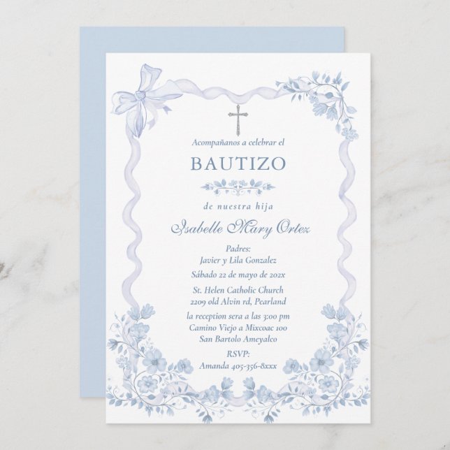 Tarjeta Personalizada Bautizo Niña Einladung (Vorne/Hinten)