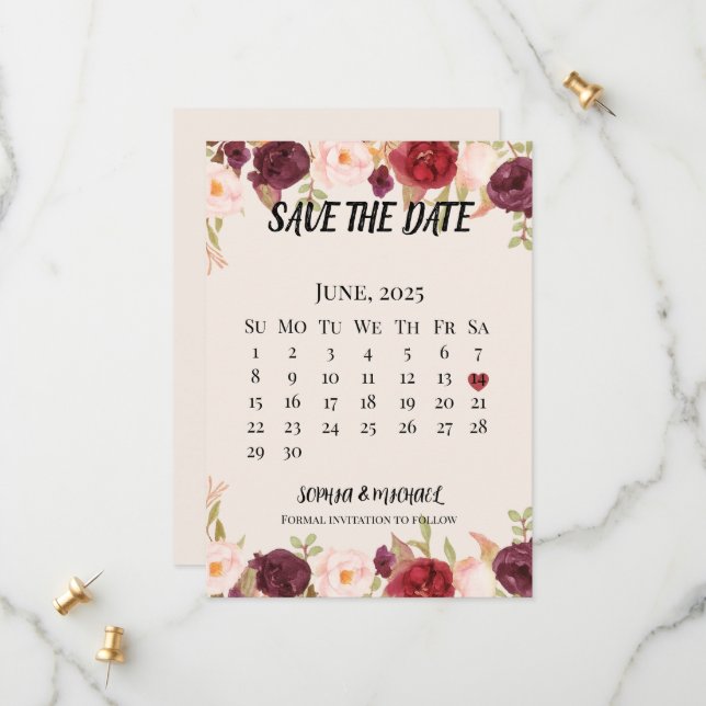 Tarjeta plana de reserva la fecha save the date (Vorderseite/Rückseite Beispiel)