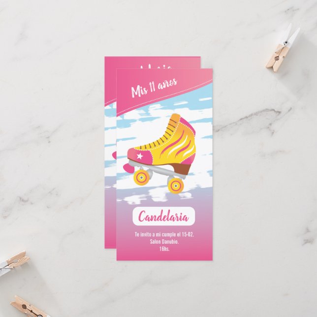 Tarjeta plana, temática patinaje (Vorderseite/Rückseite Beispiel)