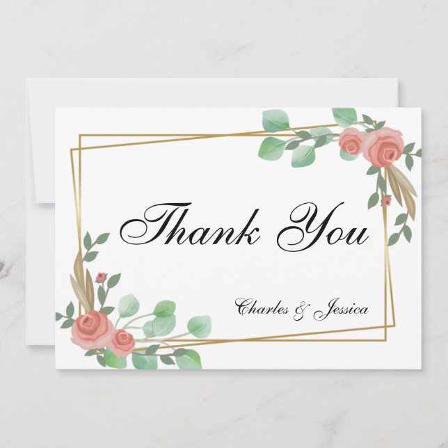 Tarjeta Thank You boda personalizada floral Dankeskarte (Vorderseite)