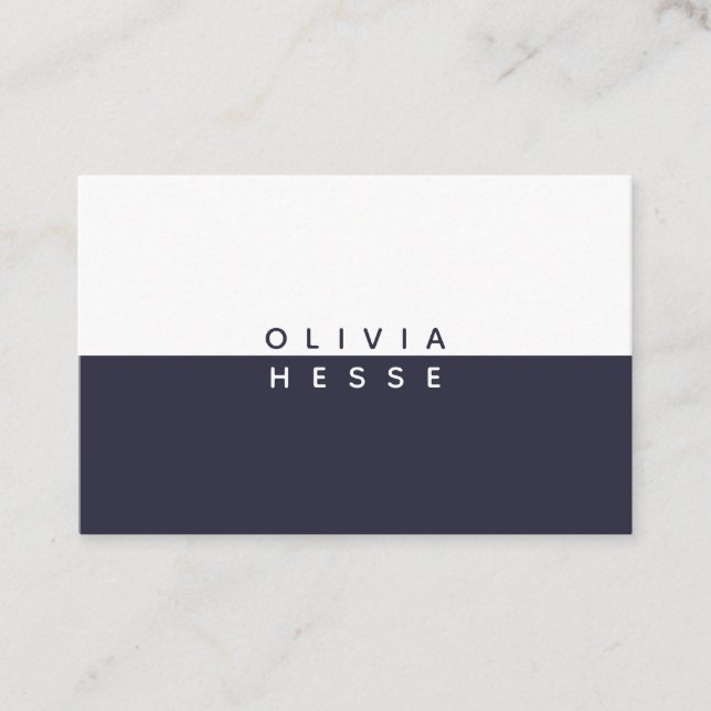 Tarjeta visita Minimal DarkBlue White BusinessCard Visitenkarte (Vorderseite)