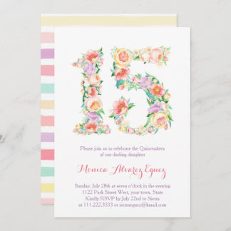 Tarjetas de Fiesta de Quince años, Blumenpasten Einladung