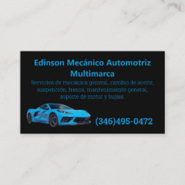 Tarjetas Negocios Azul Negro Mecánico Automotriz Visitenkarte