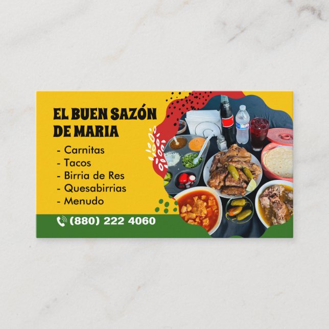 Tarjetas para Venta de Comida Mexican Food Visitenkarte (Vorderseite)