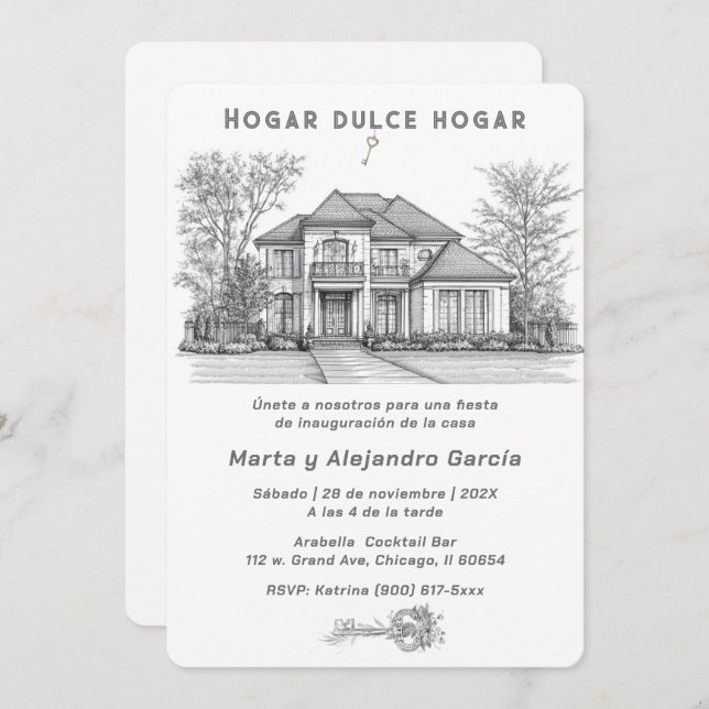 Tarjetas Personalizadas Para Apertura De Casa Einladung (Vorne/Hinten)