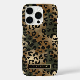 Tarn-Leoparden-Druck monogrammiert iPhone 16 Pro Hülle