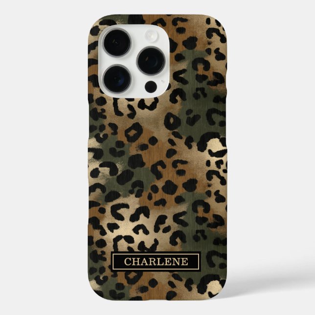 Tarn-Leoparden-Druck monogrammiert Case-Mate iPhone Hülle (Rückseite)
