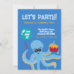 Tarn-Oktopus-Ozean-Jungen-Geburtstag  Einladung