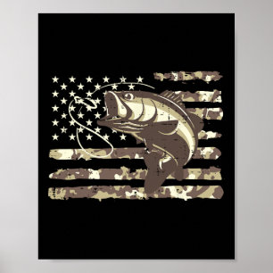 Tarn-US-Flag-Byss-Fisch-Cool-Angeln-Patriotische-M Poster