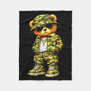 Tarnanzug Hip-Hop-Teddybär Tarnung Gangsta Cool Fleecedecke