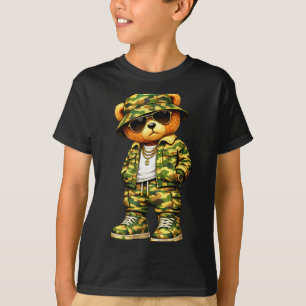 Tarnanzug Hip-Hop-Teddybär Tarnung Gangsta Cool T-Shirt