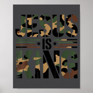 Tarnanzug Jesus ist König Kreuz Christlich Getarnt Poster