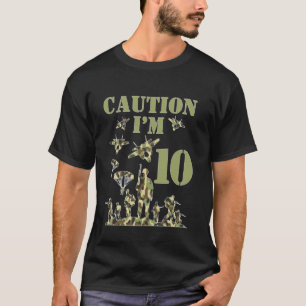 Tarnanzug Zehn Geburtstagsjunge Militär 10. Party T-Shirt