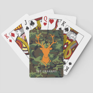 Tarnfarbe Orange Hirschbock Jagd   Monogramm Spielkarten